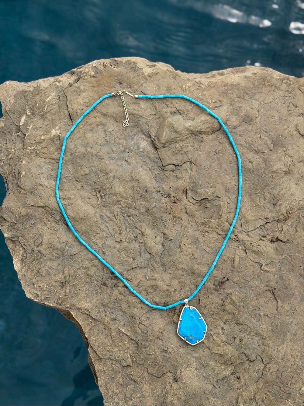 Kendra Scott Turquoise Beaded Necklace with Blue Pendant